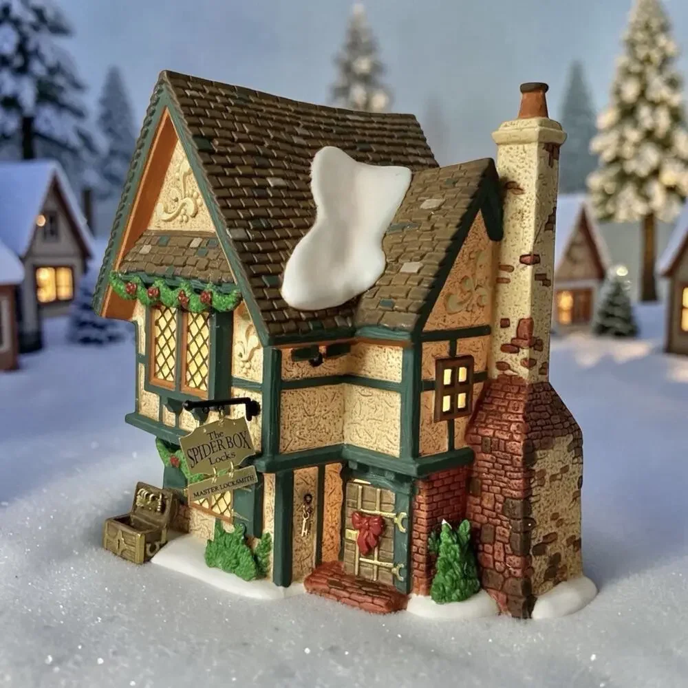 Vintage 1999 Dept 56 Dickens Village The Spider Box Locks #58448 Locksmith EUC